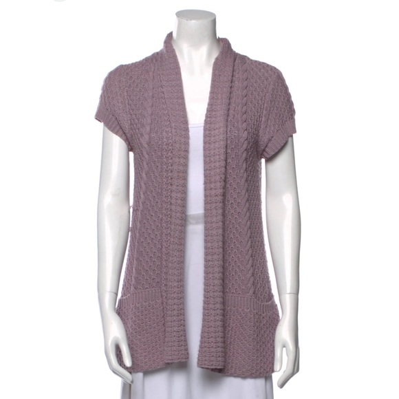 St. John Womens Wool Blend Cardigan M Purple Short‎ Sleeve Knit 90s Y2K Pastel - Picture 1 of 10